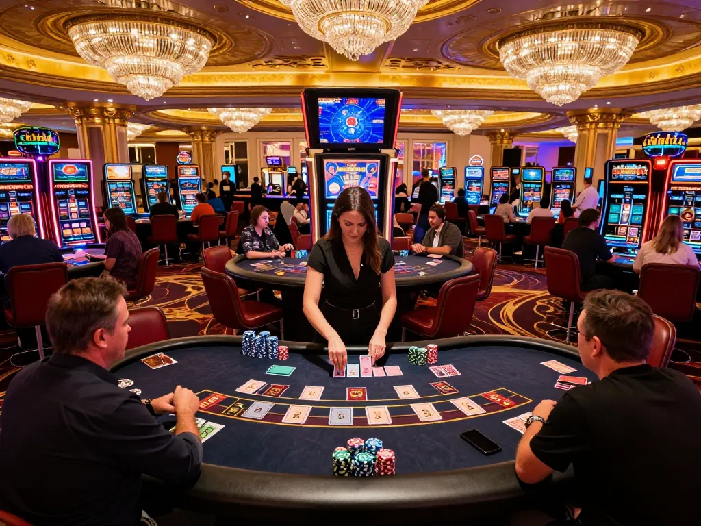 Players engaging in strategic blackjack gameplay at 888new xyz casino floor, enhancing their winning odds.