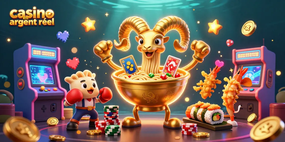 Jouer au casino en ligne argent réel avec une scène dynamique de personnages colorés et d'éléments de jeu captivants