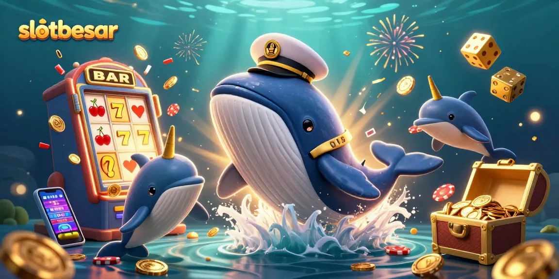 Win big with slotbesar in a vibrant underwater casino scene bursting with excitement and rewards.