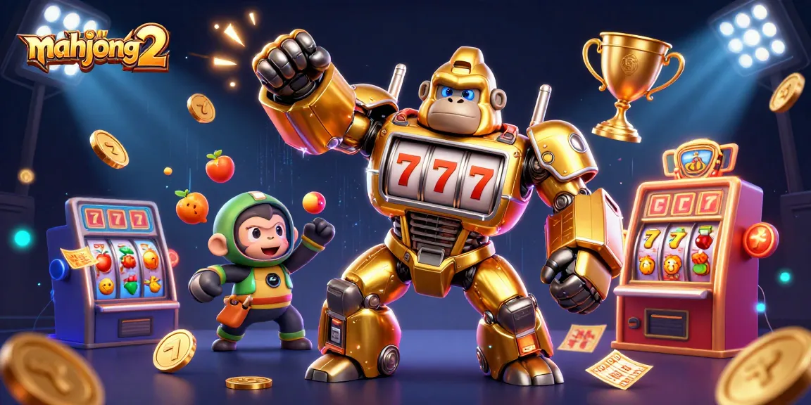 Experience thrilling gameplay with mahjong 2 in this dynamic golden mech slot illustration