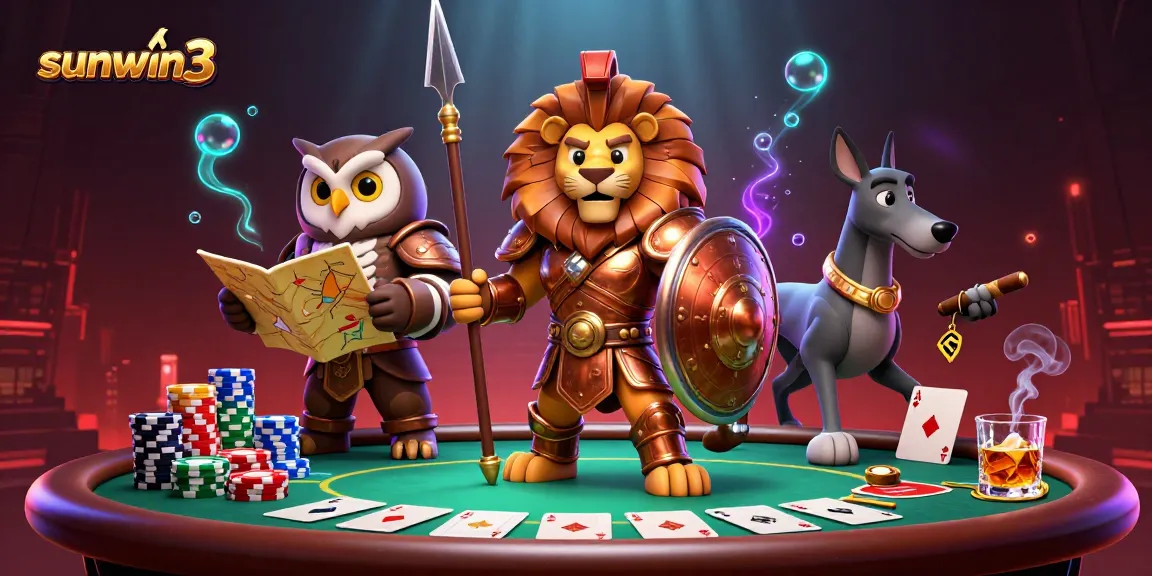 Experience thrilling poker action with sunwin3, featuring a Spartan lion, owl strategist, and greyhound messenger.