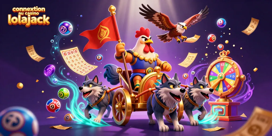 Engage with the thrilling world of connexion au casino lolajack featuring a vibrant 3D scene of a rooster warlord and lottery elements.
