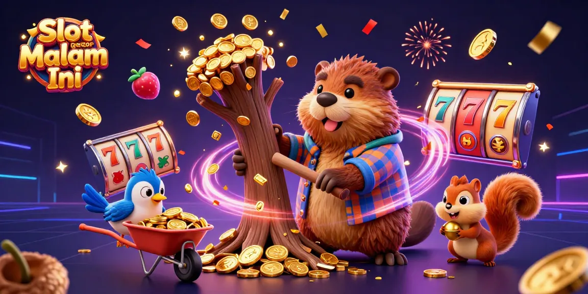 Experience Slot Gacor Malam Ini with lively characters and thrilling casino elements in a vibrant 3D scene.