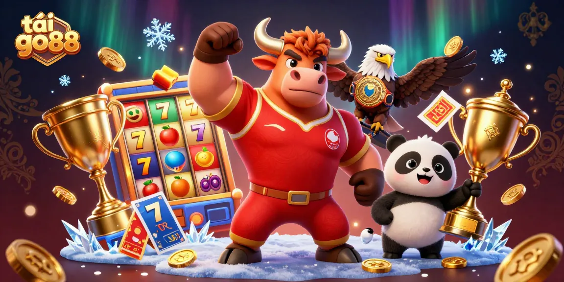 Tải go88 with animated slots elements showcasing a vibrant casino atmosphere and joyful characters celebrating winnings.