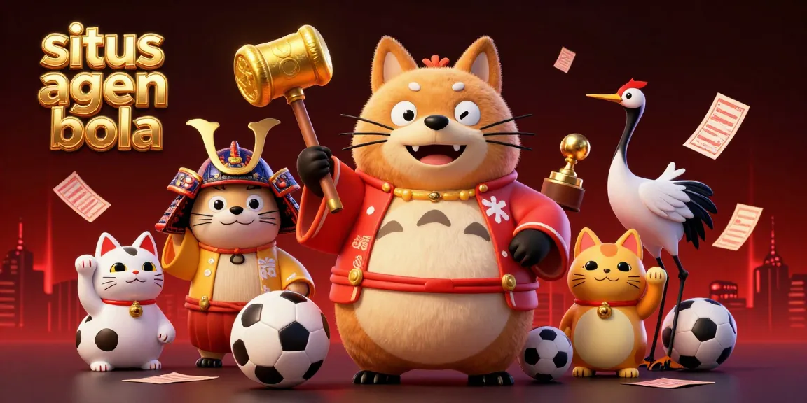 Engage with situs agen bola in this dynamic 3D illustration featuring cheerful characters amidst sports betting elements.