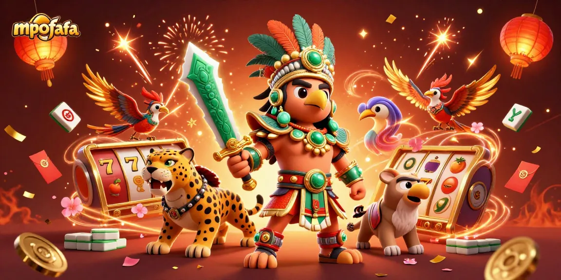 Win big with mpofafa's thrilling slot reels, Aztec warriors, and vibrant gaming elements.